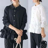 DERMEARNE Ruffles Decoration Shirts & Blouses Women Tops New Spring Autumn Elegant Korean Fashon Long Sleeve Blusas Mujer Camisa Feminina