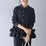 DERMEARNE Ruffles Decoration Shirts & Blouses Women Tops New Spring Autumn Elegant Korean Fashon Long Sleeve Blusas Mujer Camisa Feminina