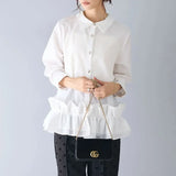 DERMEARNE Ruffles Decoration Shirts & Blouses Women Tops New Spring Autumn Elegant Korean Fashon Long Sleeve Blusas Mujer Camisa Feminina