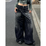Women's Baggy Blue Jeans Vintage America Y2k Denim Trousers Harajuku High Waist Cowboy Pants 2024 Autumn Trashy Clothes