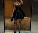 DERMEARNE Short skirt sequin patchwork strapless suspender dress