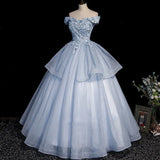 DERMEARNE Blue Sweet and Fresh Evening Dress 2026 New One Shoulder Performance Puff Dress Art Exam Vocal Host Banquet Colorful Yarn Dress