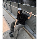 Women Summer Grey Baggy Jeans Vintage Cowboy Pants Harajuku Aesthetic Streetwear Denim Trousers Y2k 2000s Style Clothes 2024 New