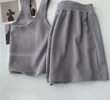 WTEMPO Sleeveless Classic Women's Matching Set Casual Summer Top and Shorts Set for Women Tracksuit Two-piece Suit Female Sports