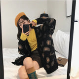 Pink V-neck Leopard Print Sweater Women's Autumn Korean Version Loose Fit Slimming Sweater Knitted Cardigan Jacket