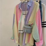 DERMEARNE Ladies Fashion Casual Stripe Shirts Blouse Women Tops Woman Button Up Shirt Female Girls Long Sleeve Clothes Vy98322