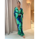 DERMEARNE Sexy Dress Beach Dress New Pressed Pleated Dress for Casual Vacation Dress for Women A-LINE Long Dress