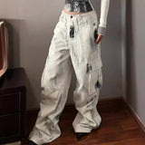 Jeans Y2K Hip-hop Cargo Jorts High Street Casual Vintage Button Baggy Denim Pants Spring Summer Fashion Wide Leg Women Clothing