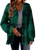 DERMEARNE Autumn Winter Women's Thickened Plaid Lamb Velvet Jacket with Pockets Buttoned Fluffy Outerwear Casual Loose Fit Coat