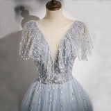 DERMEARNE Gray-blue Evening Dress 2025 New Advanced Piano Performance French High-end Dress Elegant Party Dresses For Women