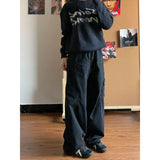 Black Vintage Cargo Jeans Women Oversized Gothic Korean Streetwear Baggy Denim Pants Japanese Harajuku Fashion Trousers