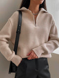 Zipper Fashion Women Sweaters Solid Loose Knitted Long Sleeve Women's Sweater Warm Autumn/Winter Oversized Sweater Women