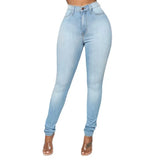 DERMEARNE Spring and Autumn Europe and The United States Fashion Solid Color High Waist Slim Stretch Small Feet Jeans, Pencil Pants, Women