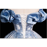 DERMEARNE 2026 New Blue One Shoulder Printed Strapless Evening Dress Fashionable Slimming Art Exam Back Strap Dress Adult Dress