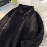 Y2k Streetwear Men American Lazy Wind Polo Neck Sweater Retro Couple Loose Pullovers For Men And Women To Make Old Hole Sweaters