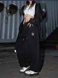 DERMEARNE Korean Y2K Streetwear White Jogging Sweatpants Women Harajuku Sports Pants Oversized Hip Hop Letter Wide Leg Trousers