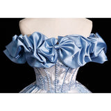 DERMEARNE 2026 New Blue One Shoulder Printed Strapless Evening Dress Fashionable Slimming Art Exam Back Strap Dress Adult Dress