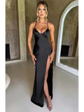 DERMEARNE 2025 Satin Backless Lace Up Mermaid Slip Dress Women Sweetheart Neck Sexy Slim Bodycon Dresses Elegant Silk Gown Partywear
