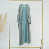 DERMEARNE Fashion Shiny Abayas for Women Muslim Kimono Open Cardigan Dubai Kaftan Turkey Robe Arab Kebaya Islam Clothing Ramadan Eid Dress