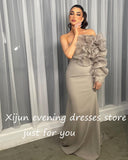Xijun Exquisite Tiered Ruffles Mermaid Evening Dresses One Shoulder Pleat Ruched Saudi Arabic Prom Dress Celebrity Party Gowns