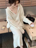 Women 2 Piece Knitted Sweater Suits Winter Fashion Korean Blouses Tops and Skirt Set Casual Elegant Female Hoodies Outfits 2024
