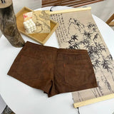 DERMEARNE American Maillard Low Waist Strappy Shorts Y2k Spring and Summer Sexy Hottie Tight Fitting Design Personalized Casual Shorts