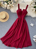 DERMEARNE Summer Robe 2025 Dress Women V Neck Long Party Evening Dresses Sexy Tank Backless Spaghetti Strap Maxi Female Holiday Vestidos