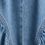 DERMEARNE Casual Round Neck Lace Up Backless Denim Dress Sleeveless High Waist Loose Zipper Robe Summer High Street Sexy Solid Clothing