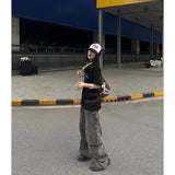 Women Summer Grey Baggy Jeans Vintage Cowboy Pants Harajuku Aesthetic Streetwear Denim Trousers Y2k 2000s Style Clothes 2024 New