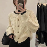 Korean Style Pink Sweater Women Autumn Long Sleeve Knit Cardigan Old Money Vintage Loose Knitwear Female Aesthetic
