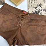 DERMEARNE American Maillard Low Waist Strappy Shorts Y2k Spring and Summer Sexy Hottie Tight Fitting Design Personalized Casual Shorts