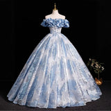 DERMEARNE 2026 New Blue One Shoulder Printed Strapless Evening Dress Fashionable Slimming Art Exam Back Strap Dress Adult Dress