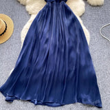 DERMEARNE Sexy v neck pleated backless  Slip Dress Chic Evening Party Club Summer Vestidos Women Hip Wrap dresses