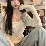 Elegant Sweet Sweaters Women Lace Bow Kawaii Knitted Pullovers Korean Style Long Sleeve Cute Fashion Aesthetics Jumpers