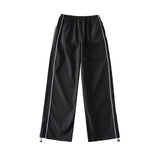 Y2K Baggy Cargo Pants Women Streetwear Baggy Elastic High Waist Sweatpants Harajuku Hip Hop Straight Wide Leg Pants Black Blue