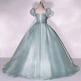 DERMEARNE Customized New Shiny Ball Gown Women Evening Dresses Puff Sleeves Prom Birthday Party Gowns Formal Occasion Vestido De Fiesta