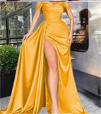 DERMEARNE Off The Shoulder High Split Women Prom Dress Tight Waist Tube Top Party Gown Unique Sleeveless Evening Dress New Design In Stock