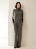 Women's 100% Cashmere Sweater Row Style Waistcoat Turtleneck Sleeveless Pullover Sweater Autumn Winter Cashmere Knit Tops