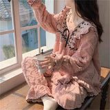 New Autumn and Winter Coral Velvet Pajamas Women's Sets Thicken Plush Cartoon Flannel Home Wear Suit Two-Piece Suit Student