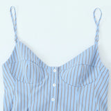 DERMEARNE ZBZA Woman's Pleated Poplin Slim Strappy Top V-neck Suspenders Single Breasted Satin Crop Top Spring Summer Female Chic Tank Top