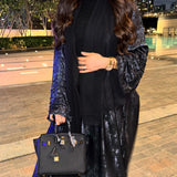 DERMEARNE Fashion Shiny Abayas for Women Muslim Kimono Open Cardigan Dubai Kaftan Turkey Robe Arab Kebaya Islam Clothing Ramadan Eid Dress