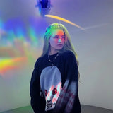 DERMEARNE Harajuku Hip Hop Street Trend New Knitted Embroidered Sweater Men's Gothic Loose Print Autumn