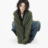 DERMEARNE Y2k Harajuku Vintage Cardigan Single Breasted Striped V Neck Autumn Winter Sweaters Knit Coat American Streetwear Women Clothing