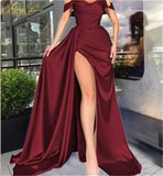 DERMEARNE Off The Shoulder High Split Women Prom Dress Tight Waist Tube Top Party Gown Unique Sleeveless Evening Dress New Design In Stock