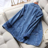 Vintage Suit Women Jeans Jacket Casual Tops Loose Short Denim Blazer Outwear Female Cowboy Basic Coat New 2024 Spring Autumn