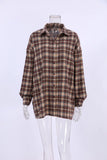 DERMEARNE Spring Autumn Vintage Plaid Checkered Shirt Women's Long Sleeve Blouse Loose Single Breasted Casual Shirt