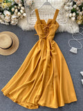 DERMEARNE Summer Robe 2025 Dress Women V Neck Long Party Evening Dresses Sexy Tank Backless Spaghetti Strap Maxi Female Holiday Vestidos