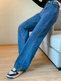 2024 Women High Waist Oversized Loose Mom Jeans Lady Streetwear Denim Y2k Straight Leg Pants Girls Blue Baggy Wide Leg Trousers