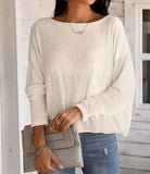 Women's Autumn Winter Blouse New Chain Strap Twisted Sexy Backless Waffle Knit Top Solid Color Long Sleeve Knitted Sweater