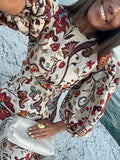 DERMEARNE Women Floral Print Boho Maxi Dress Ethnic Style O Neck Half Puff Sleeve Oversize Vestidos 2025 Casual Beach Holiday Long Robe